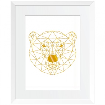Tablou decorativ, Urs polar, auriu stralucitor Anais, inramat, 24x30 cm Tablou decorativ, Urs polar, auriu stralucitor Anais, inramat, 24x30 cm