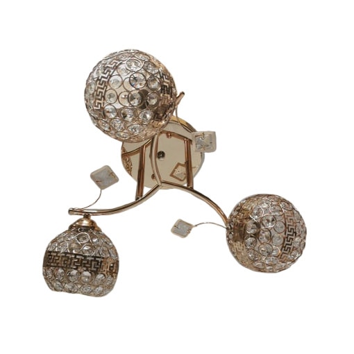 Lustra Julia 6133/3 auriu , rotund, 3*e27, schelet auriu, abajur semitransparent cristal