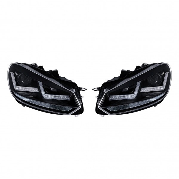 Set 2 Faruri Osram LED compatibil cu VOLKSWAGEN Golf 6 VI (2008-2012) Black LEDriving Semnal Dinamic