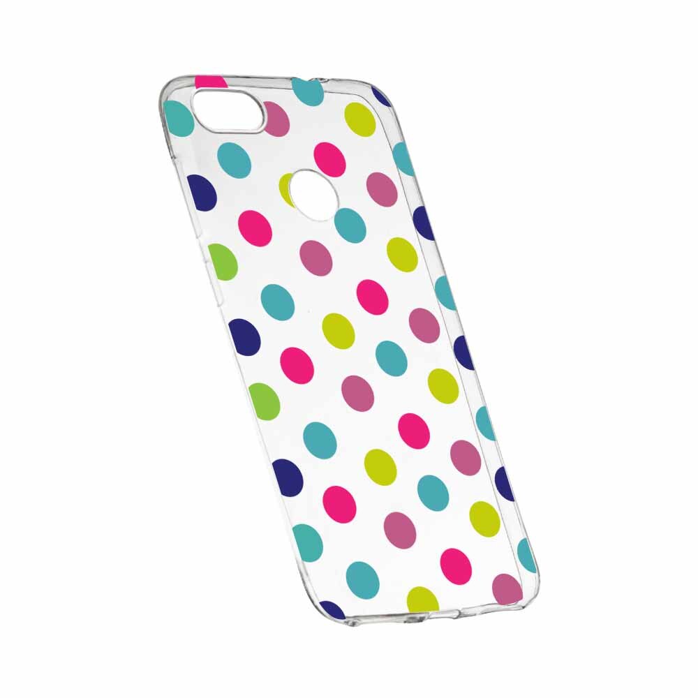 Husa Silicon, Transparent, Slim, Dots Color, Huawei Y7 PRIME 2018