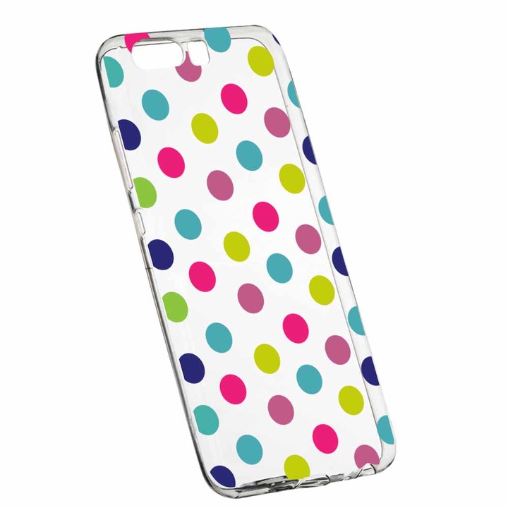 Husa Silicon, Transparent, Slim, Dots Color, Huawei Nova 2S