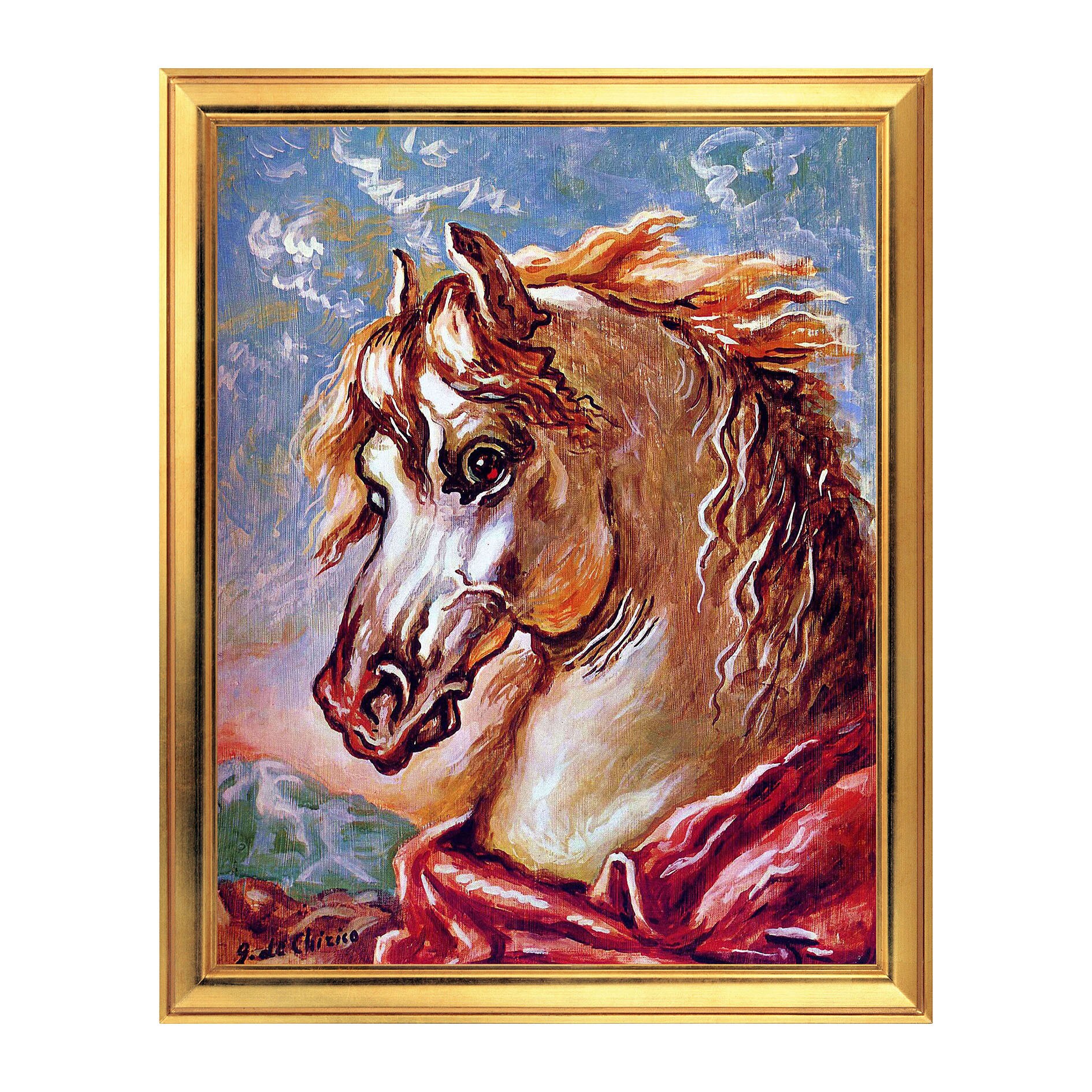 Fototapet Simulare Tablou, Arta Sec. XX, Giorgio de Chirico - White Horse's Head with Mane in the Wind - ST-ASD-141, 40 x 50 cm