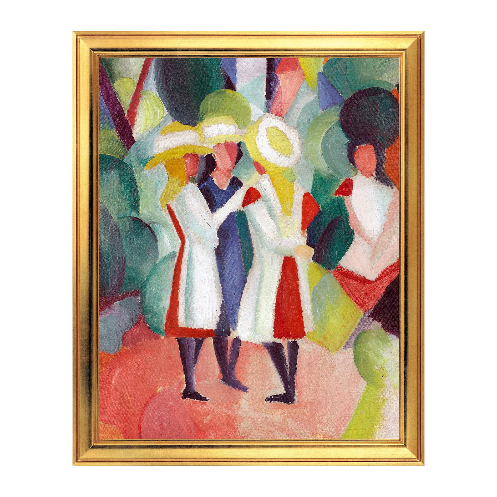 Fototapet Simulare Tablou, Arta Sec. XX, August Macke - Three Girls in Yellow Straw Hats - ST-ASD-074, 40 x 50 cm