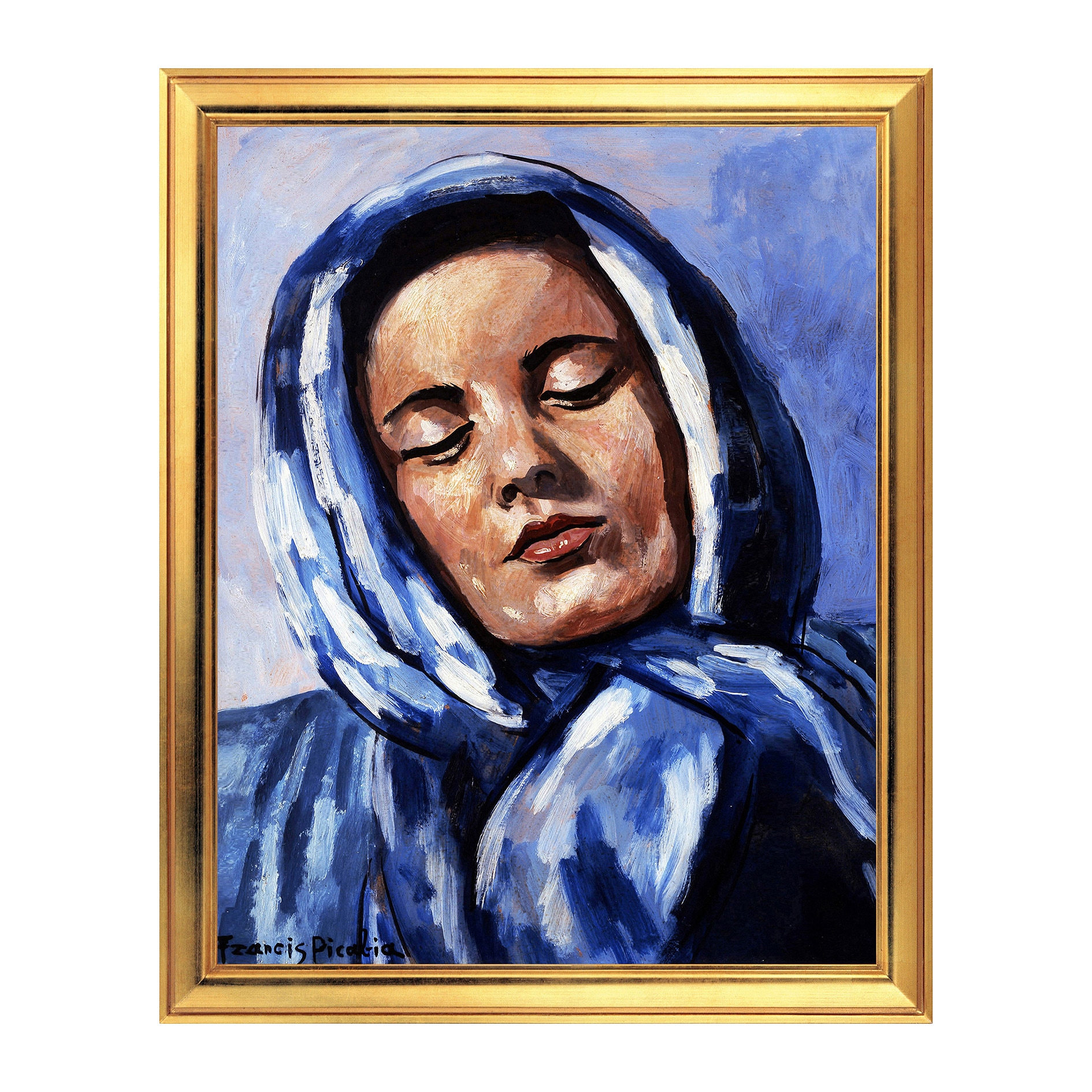 Fototapet Simulare Tablou, Arta Sec. XX, Francis Picabia - Femme au Foulard Bleu - ST-ASD-100, 40 x 50 cm
