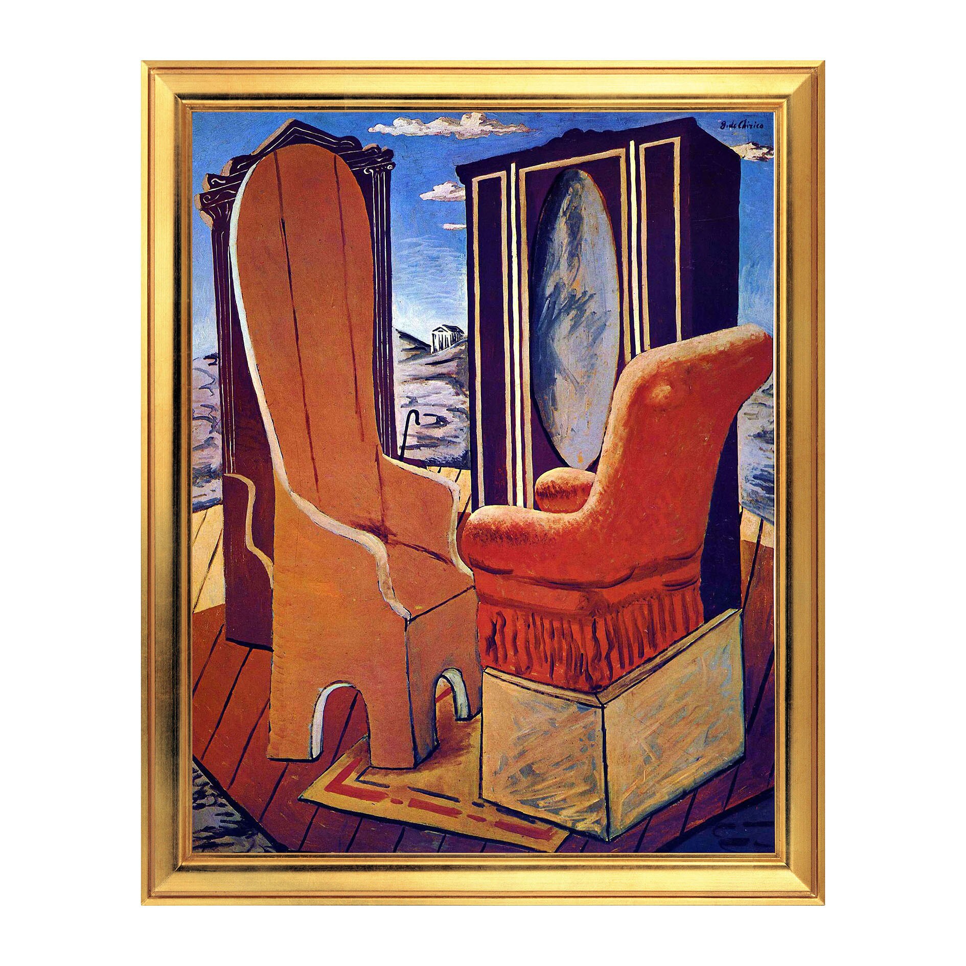Fototapet Simulare Tablou, Arta Sec. XX, Giorgio de Chirico - Furniture in the Valley - ST-ASD-125, 40 x 50 cm