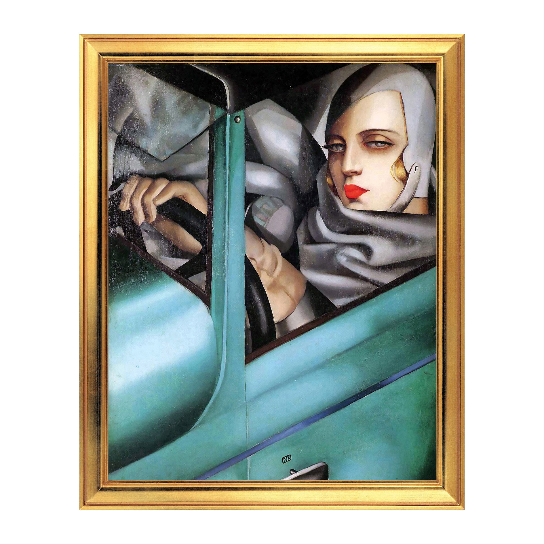 Fototapet Simulare Tablou, Arta Sec. XX, Tamara de Lempicka - Self-Portrait in the Green Bugatti - ST-ASD-211, 40 x 50 cm