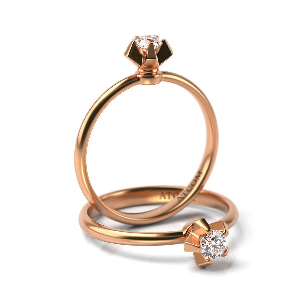 Inel Hubble din aur roz cu diamant 48