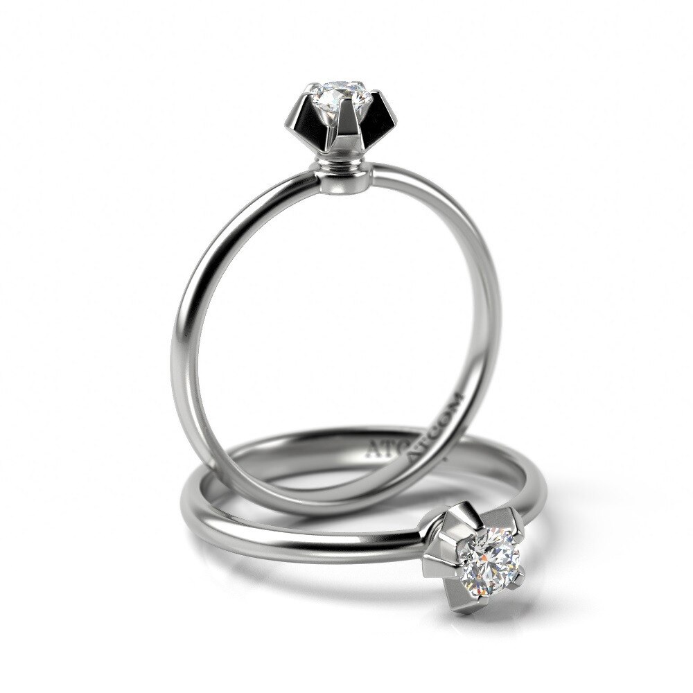 Inel Hubble din aur alb cu diamant 58