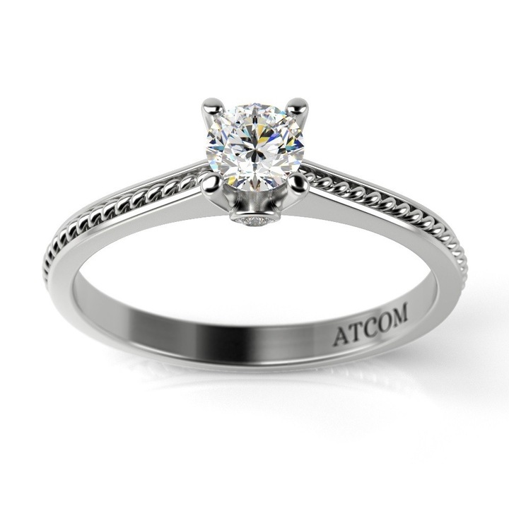 Годежен пръстен от бяло злато модел Макаро