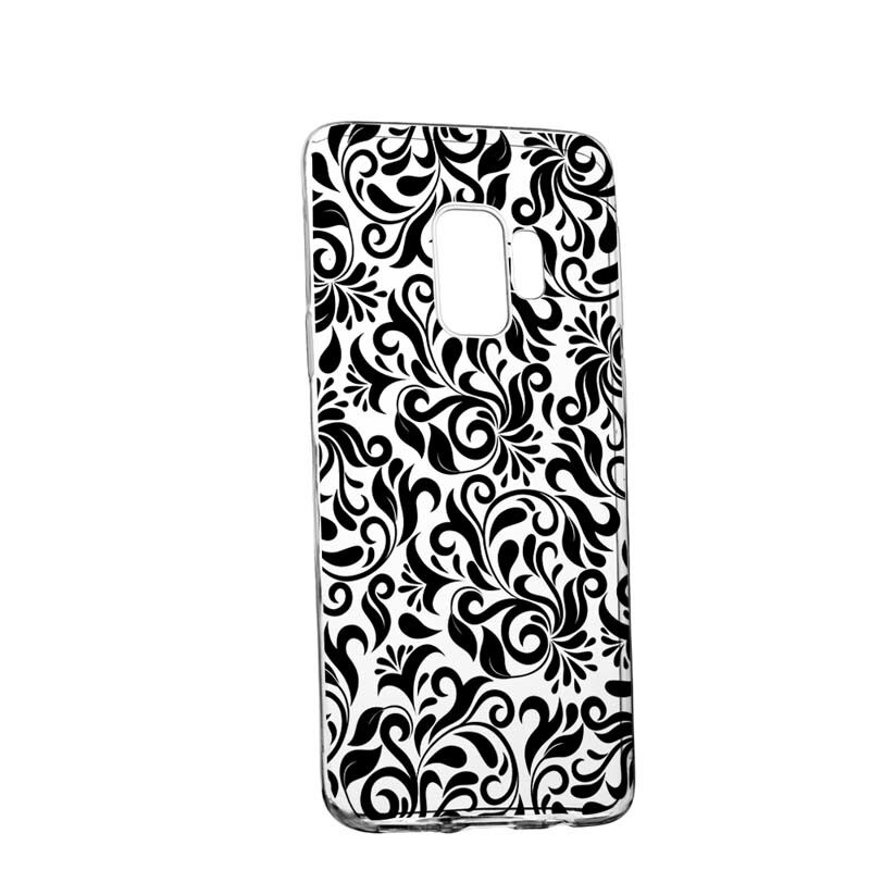 Husa Silicon, Transparent, Slim, Non-Figurative Negru, Samsung J4 2018