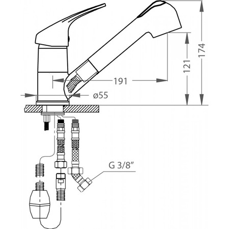 Baterie Alveus AM 20 G11, monocomanda, dus extractibil, finisaj Alb