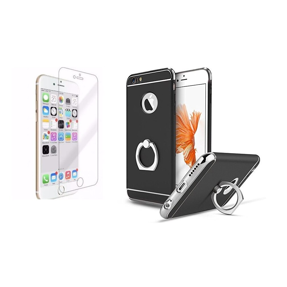 Pachet husa Apple iPhone 6 Plus/6S Plus,MyStyle Elegance Luxury 3in1 Ring Black, folie de sticla gratis