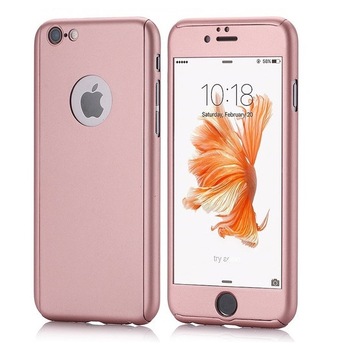 Husa protectie pentru iPhone 7, Rose-Auriu, Fullbody fata-spate cu folie de sticla gratis Husa protectie pentru iPhone 7, Rose-Auriu, Fullbody fata-spate cu folie de sticla gratis