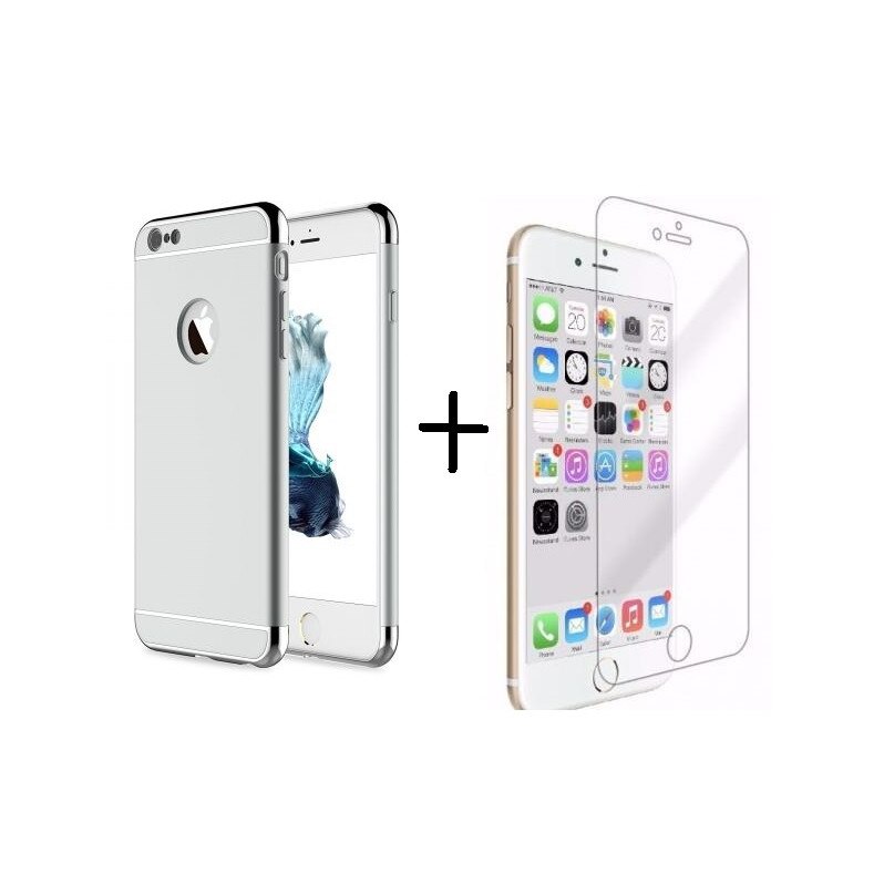 Pachet husa Apple iPhone 6 Plus/6S Plus,MyStyle Elegance Luxury 3in1 Silver, folie de sticla gratis