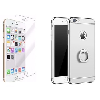 Pachet husa Apple iPhone 7, MyStyle Elegance Luxury 3in1 Ring Silver, folie de sticla gratis Pachet husa Apple iPhone 7, MyStyle Elegance Luxury 3in1 Ring Silver, folie de sticla gratis
