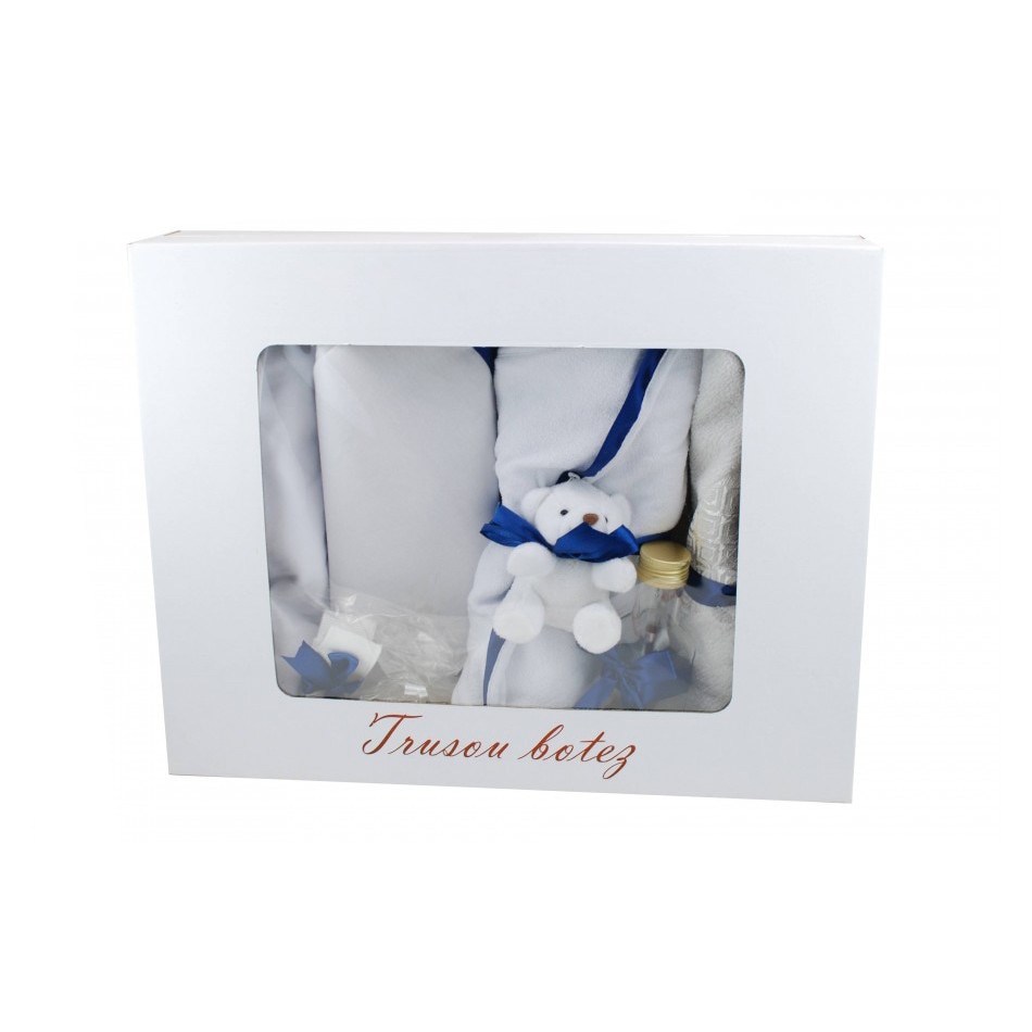 Trusou botez baieti cu ursulet - set complet pentru biserica