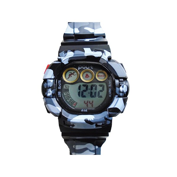 Ceas Copii, Afisaj Electronic, Cronometru, Data, Alarma/F1, Rezistent la Apa, Gri/Negru, Salamandra Kids