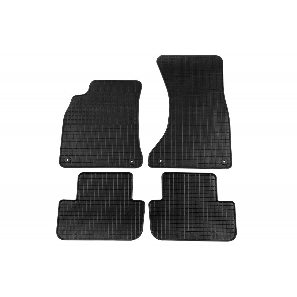Set 4 covorase auto din cauciuc PETEX, negru, compatibil cu Audi A4 11/2007-09/2015, A4 Avant 05/2008-09/2015, A4 Allroad 2009-05/2016, A5 Sportback 09/2009-12/2016