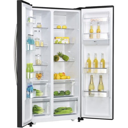 Side by Side Dawoo FRAH52WD3B, 514 l, NoFrost, Dozator apa, Touch control, Clasa A+, Negru