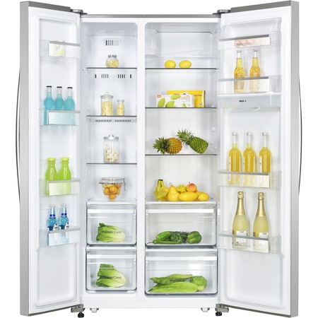 Side by Side Dawoo FRAH52WD3S, 514 l, NoFrost, Dozator apa, Touch control, Clasa A+, Argintiu