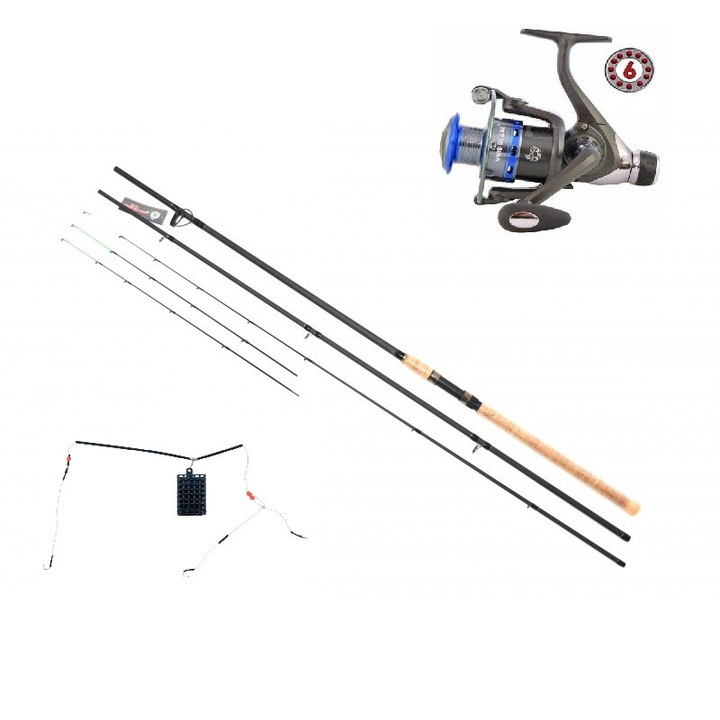 Set Lanseta Feeder Carbon 98% BLACKFOX TFD-4, TELE 330+Mulineta si accesorii pescuit sportiv