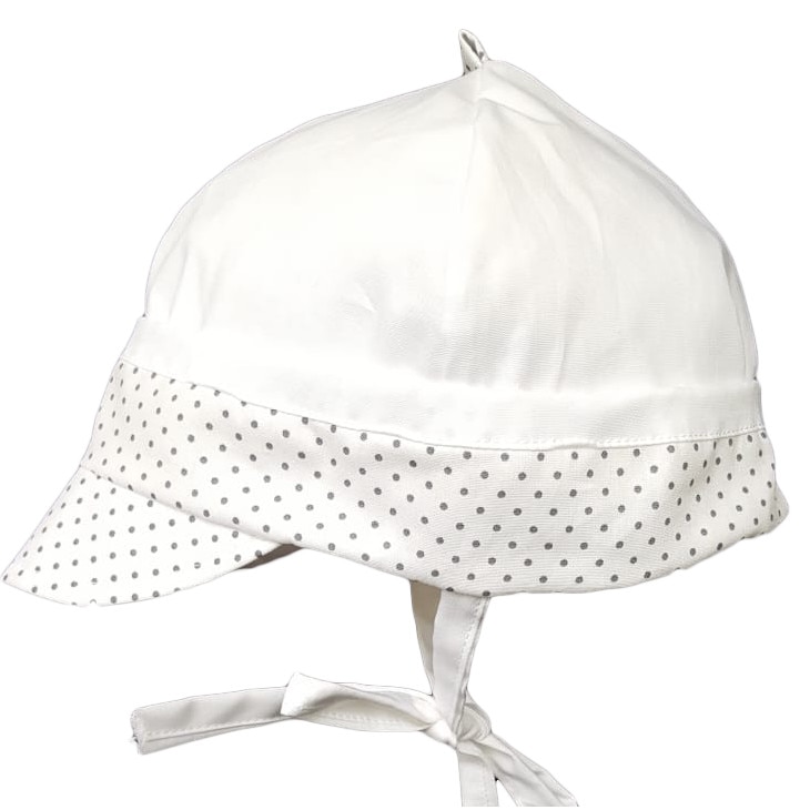 Sapca de vara Mic Pitic cozoroc cu buline, Ecru/ Alb/ Gri