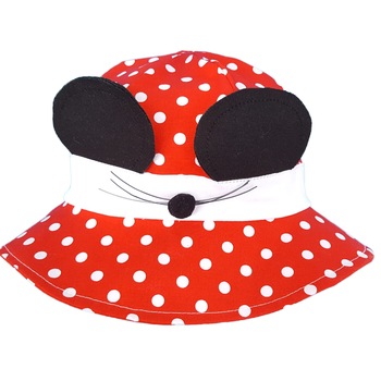 Palarie de vara Mic Pitic cu urechi si buline  Palarie de vara Mic Pitic cu urechi si buline