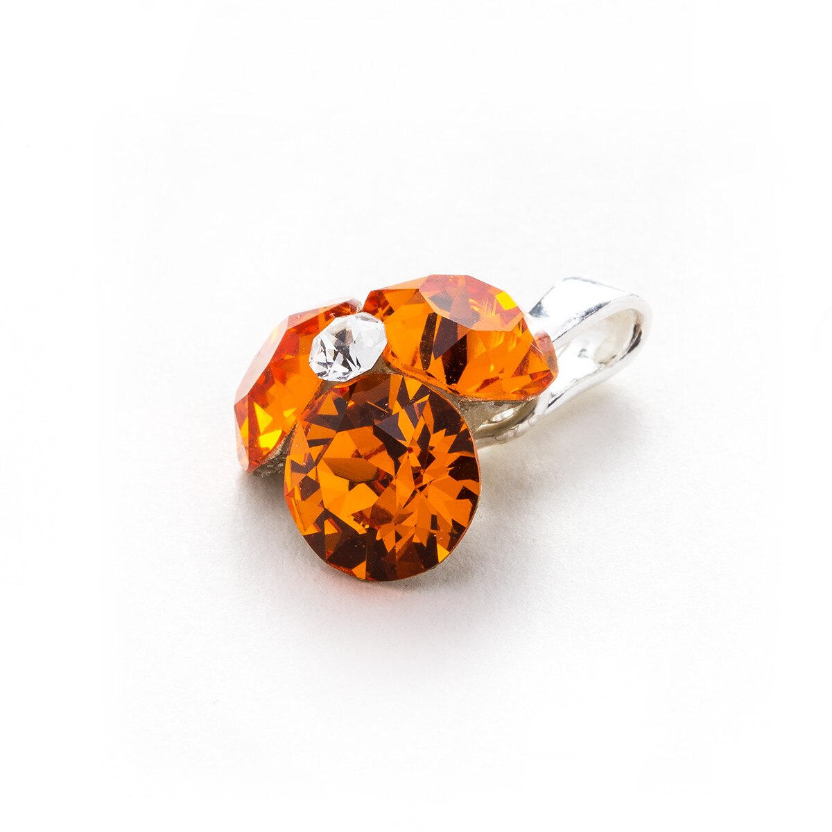 Pandantiv Argint DaviCrystals cu cristale Swarovski trifoi tangerine