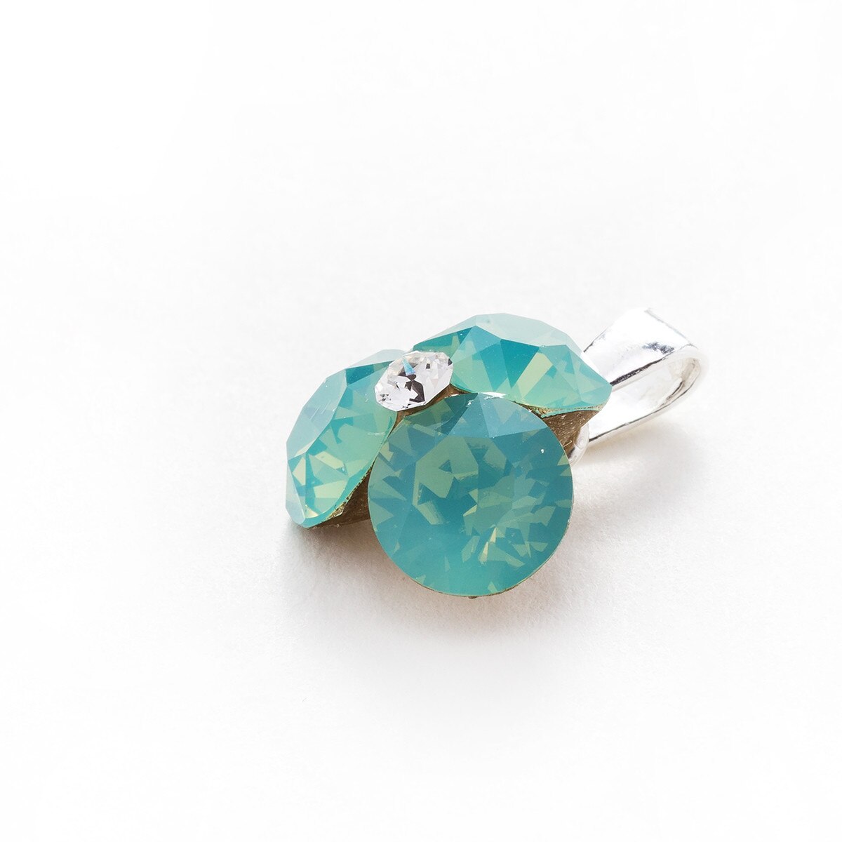 Pandantiv Argint DaviCrystals cu cristale Swarovski trifoi pacific opal