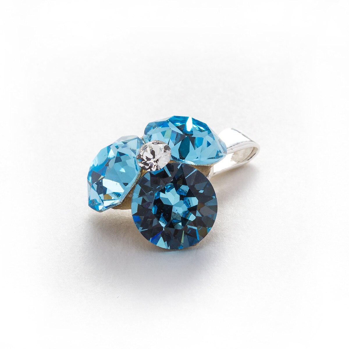 Pandantiv Argint DaviCrystals cu cristale trifoi aquamarine