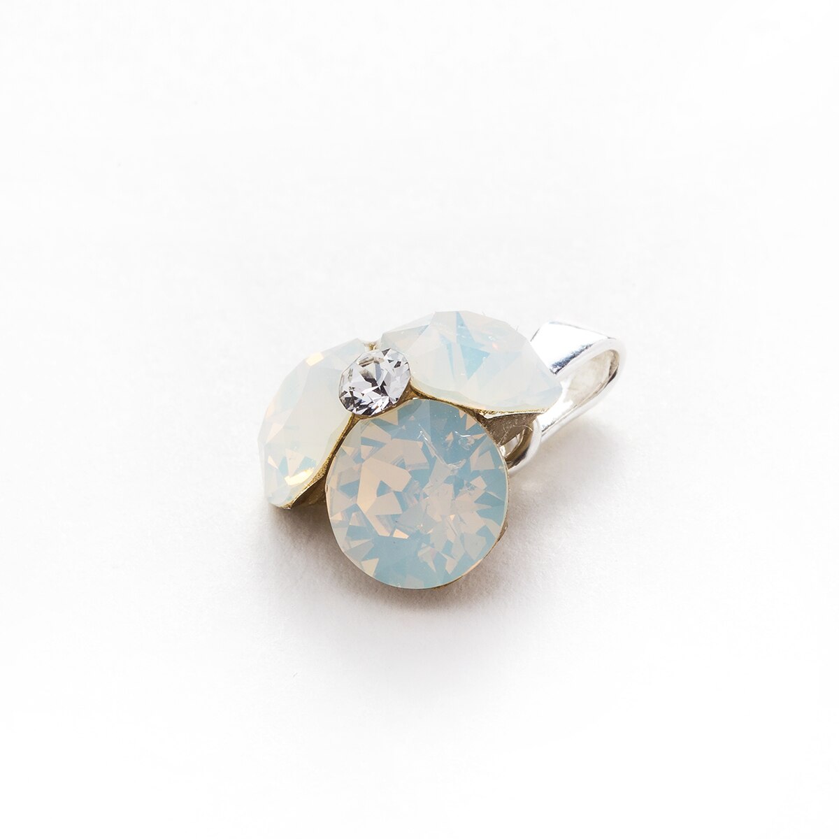 Pandantiv Argint DaviCrystals cu cristale Swarovski trifoi white opal