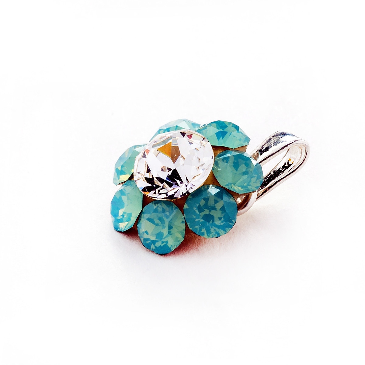 Pandantiv Argint DaviCrystals cu cristale Swarovski floare M pacific opal