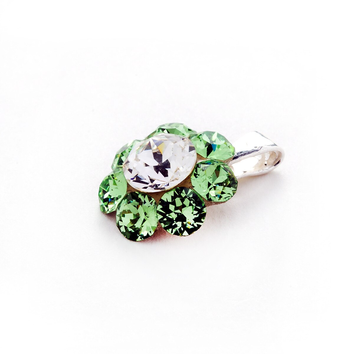 Pandantiv Argint DaviCrystals cu cristale Swarovski floare M peridot