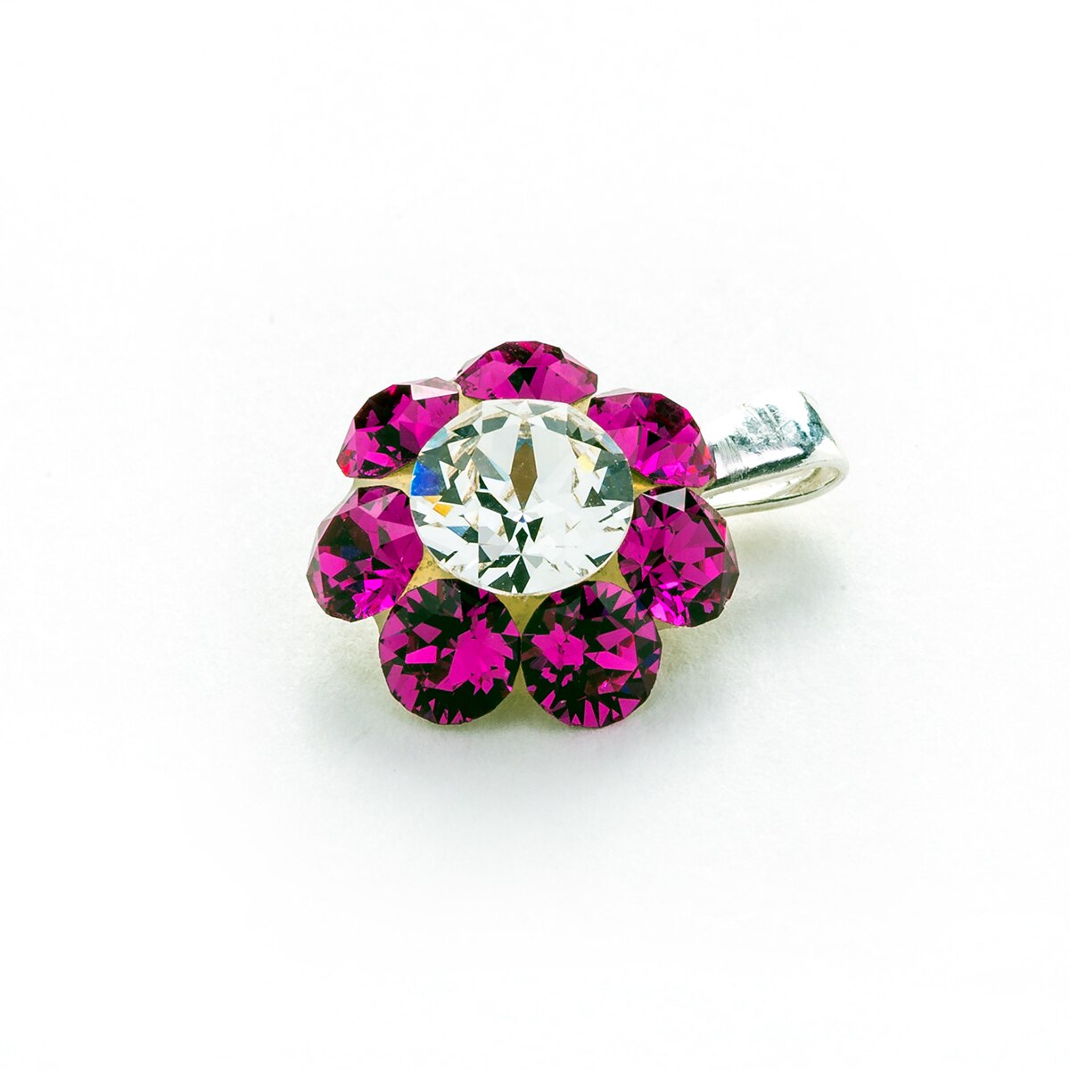 Pandantiv Argint DaviCrystals cu cristale floare M fuchsia