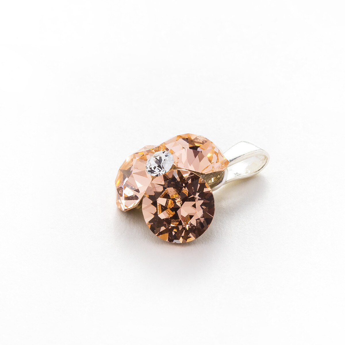 Pandantiv Argint DaviCrystals cu cristale Swarovski trifoi light peach