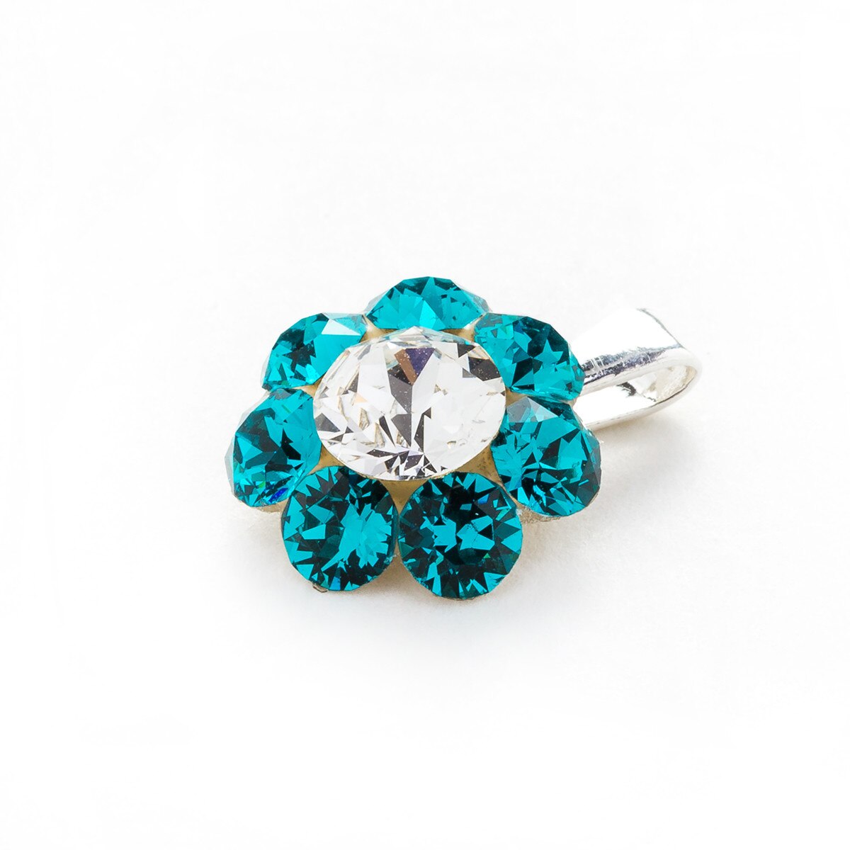 Pandantiv Argint DaviCrystals cu cristale floare M blue zircon