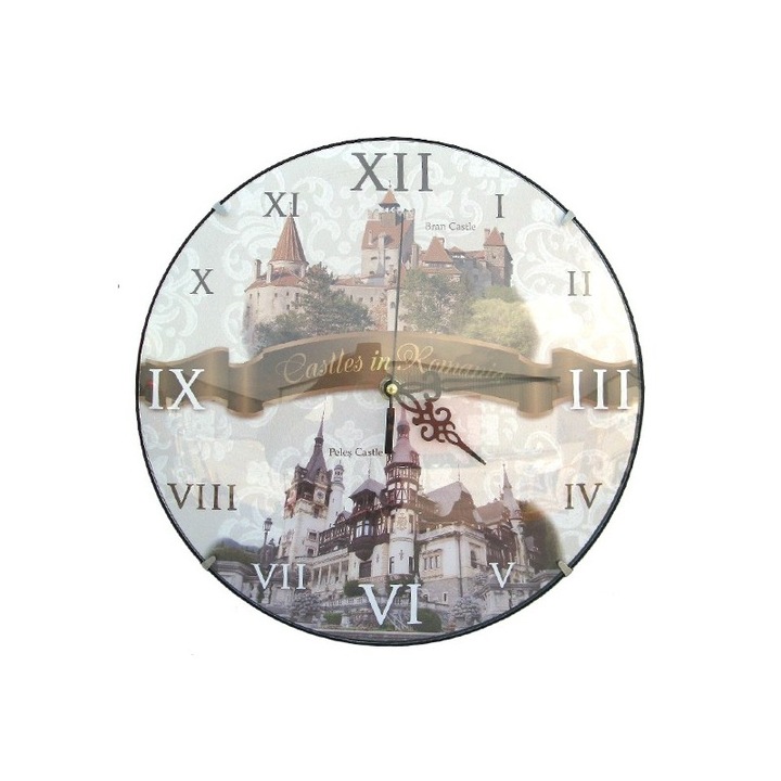 Ceas perete, Castel Bran si Peles, rotund, 30cm