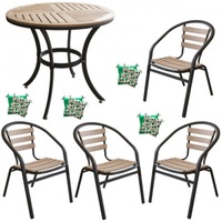 set terasa masa rotunda polywood natural 80x72cm cu 4 scaune 77x40x37cm  4 perne scaun imagen 30_0_
0