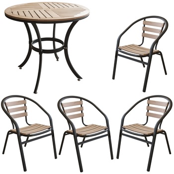 Set terasa masa rotunda POLYWOOD NATURAL 80x72cm cu 4 scaune 77x40x37cm Set terasa masa rotunda POLYWOOD NATURAL 80x72cm cu 4 scaune 77x40x37cm