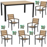set mobilier gradinaterasa masa dreptunghiulara cadru aluminiu polywood natural 150x90x74cm cu 6 scaune 60x57x89cm6 perne imagen 16_0_
0