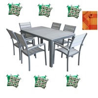 set mobilier gradinaterasa masa dreptunghiulara cadru aluminiu polywood grey 150x90x74cm cu 6 scaune 60x57x89cm6 perne  fata de masa imagen 10_0_
0