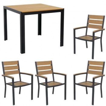 Set gradina,terasa masa patrata cadru aluminiu POLYWOOD NATURAL 90x90x74cm cu 4 scaune 60x57x89cm Set gradina,terasa masa patrata cadru aluminiu POLYWOOD NATURAL 90x90x74cm cu 4 scaune 60x57x89cm