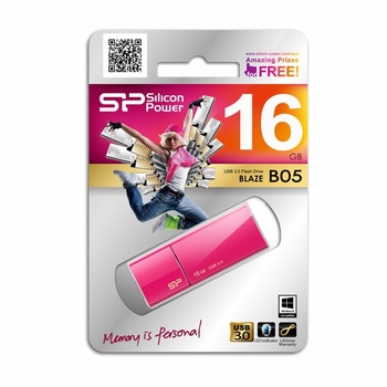 Memorie USB 3.0 Silicon Power Blaze B05, 16GB, Roz Memorie USB 3.0 Silicon Power Blaze B05, 16GB, Roz