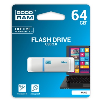 Memorie USB GoodRam Umo2, 64 GB, USB 2.0, Alb Memorie USB GoodRam Umo2, 64 GB, USB 2.0, Alb