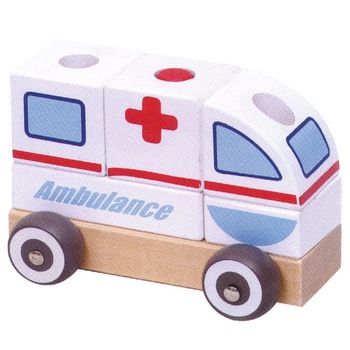 Masinuta Ambulanta TRANSILVAN, Modular, din lemn, Multicolor Masinuta Ambulanta TRANSILVAN, Modular, din lemn, Multicolor