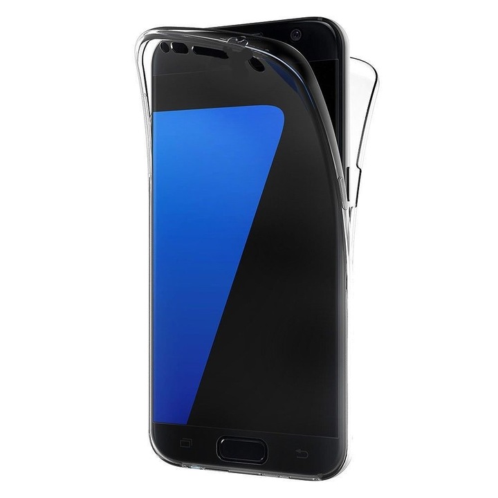360 градусов силиконов кейс, Eurocell, съвместим Samsung Galaxy A7 2018, прозрачно бял