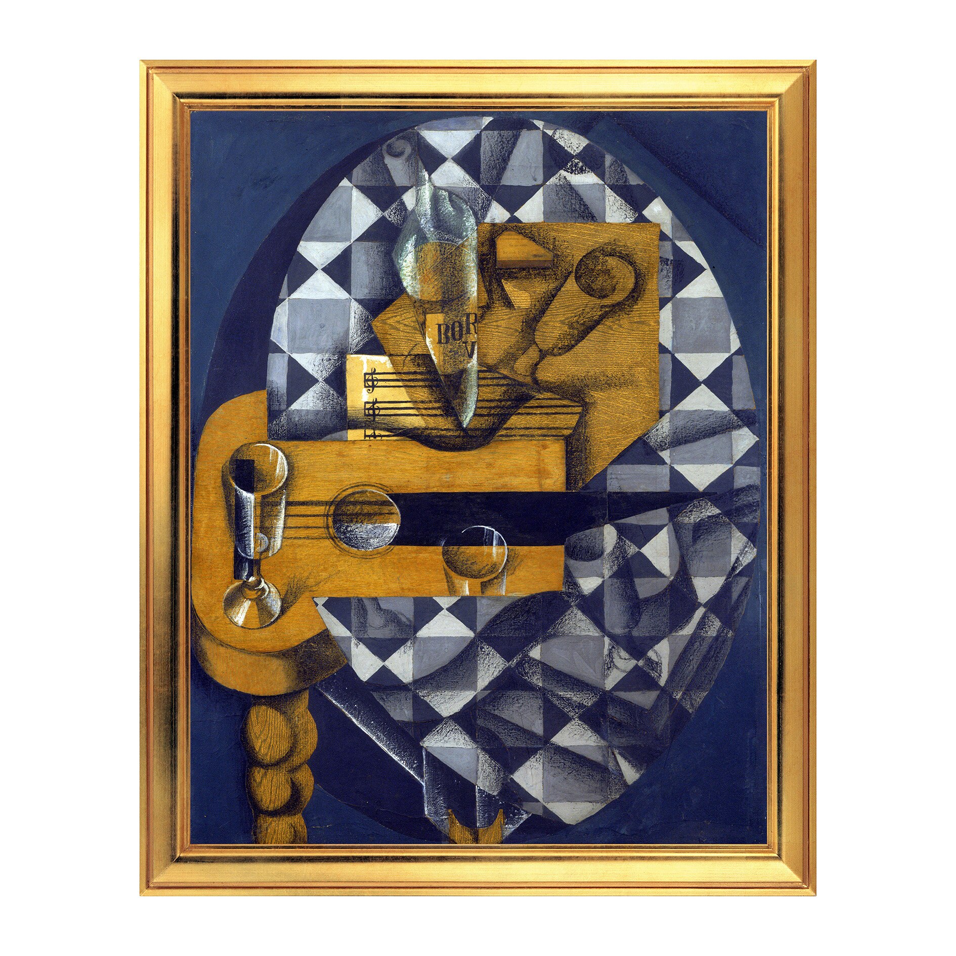 Fototapet Simulare Tablou, Arta Sec. XX, Juan Gris - Guitar and Glasses - ST-ASD-166, 40 x 50 cm