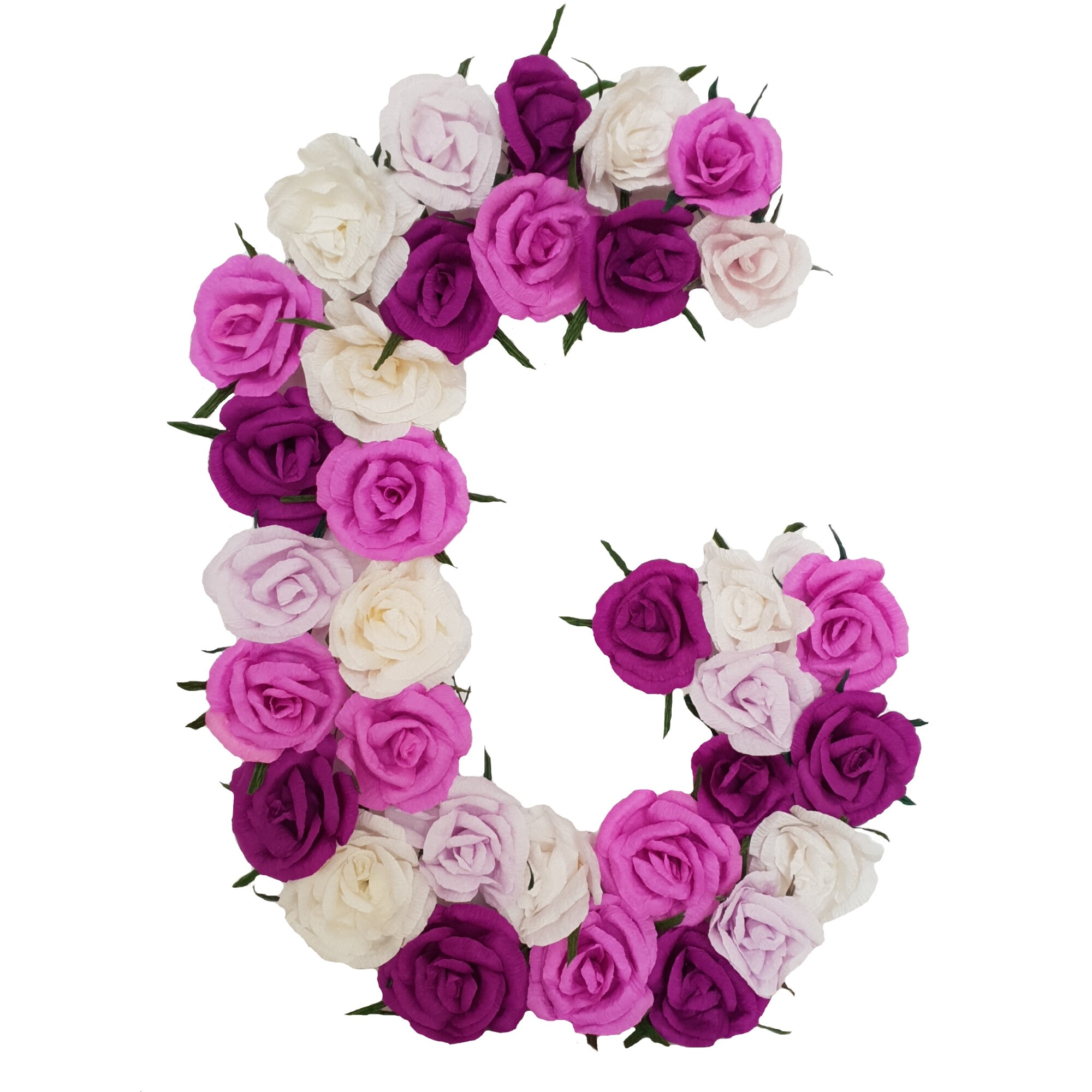 Litera volumetrica G Handmade Minis Boutique, alb cu mov