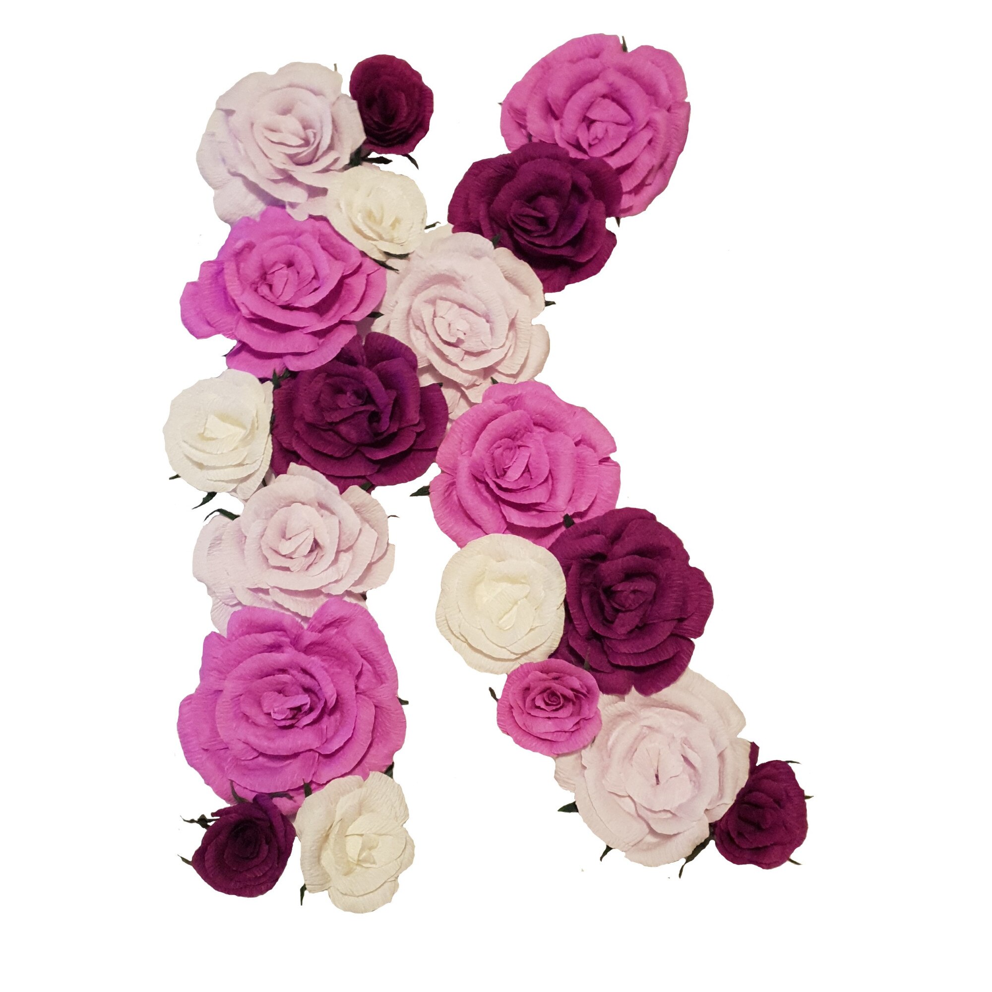 Litera volumetrica K Handmade Minis Boutique, alb cu mov