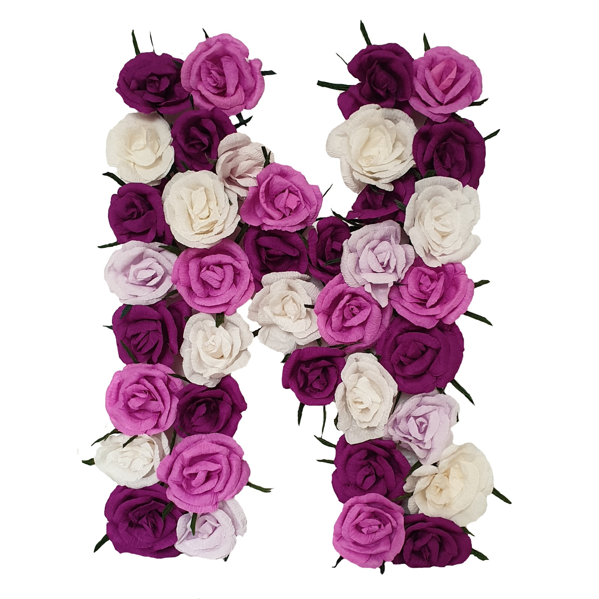 Litera volumetrica N Handmade Minis Boutique, alb cu mov